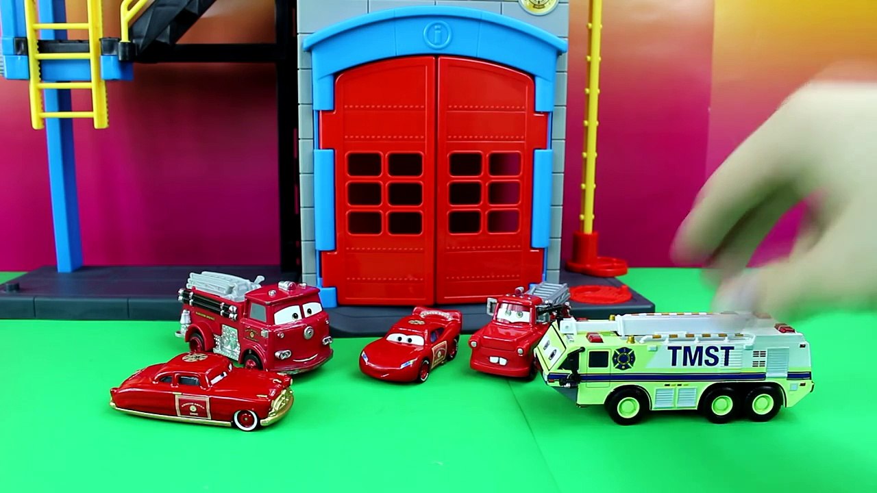 Disney Pixar Cars Doc Hudson Joins Lightning McQueen Mater and Red Rescue Squad Fire Truck