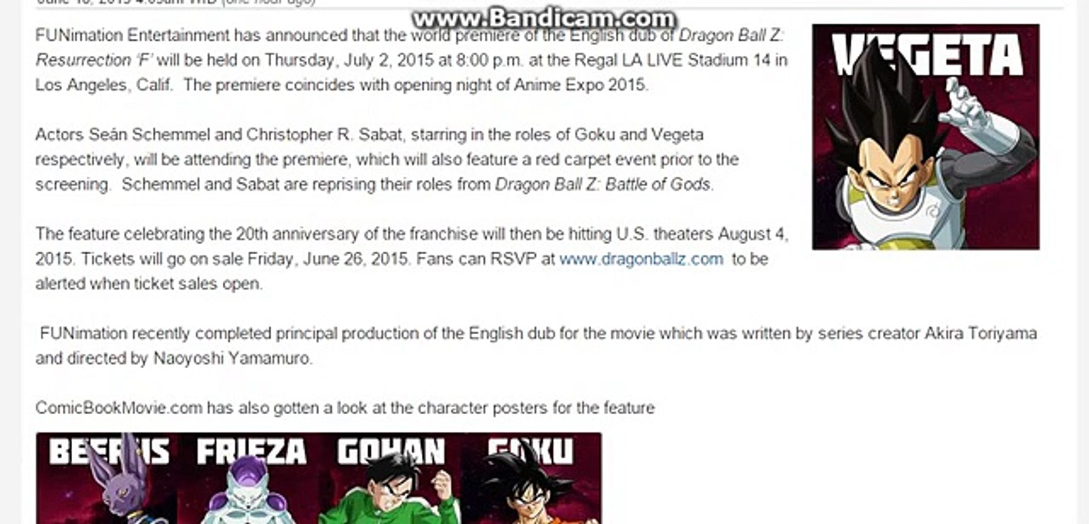 ⁣Summer Dragon Ball Z Resurrection F Screenings Launch With Anime Expo English Dub Premiere