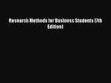 PDF Research Methods for Business Students (7th Edition) Free Books