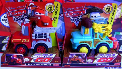 Shake n Go Cars Toon Rescue Squad Mater Disney El Materdor Talking Toys Review by Blucollection