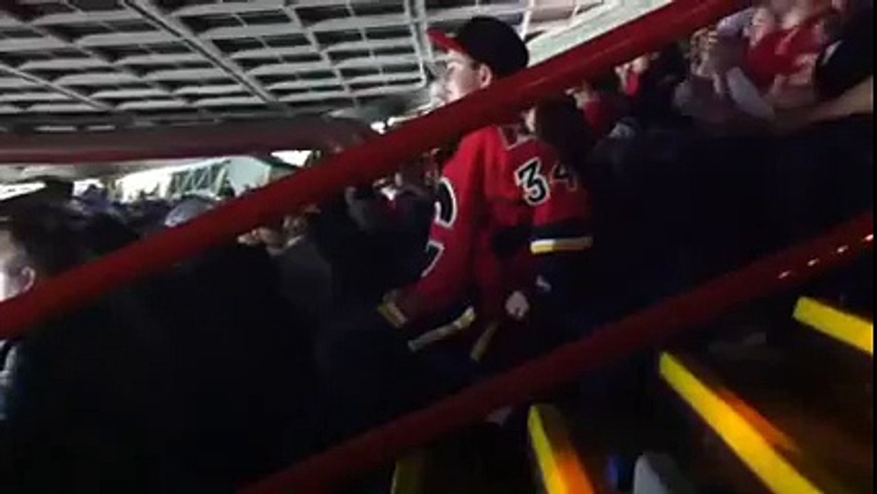 Crowd Reaction as flames score in shootout vs Oilers