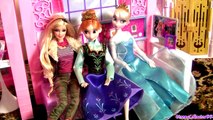 Barbie Glam Vacation House with Princess Anna & Elsa Sleepover Disney Frozen Casa de Vacaciones