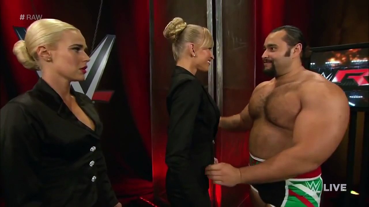 Rusev Kisses Summer Rae in Backstage (Lana Watches), July 20, 2015