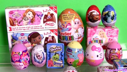 Descargar video: Kinder Surprise Boxes Huevos Sorpresa MyLittlePony Shopkins Sofia GlitziGlobes Peppa Frozen Barbie