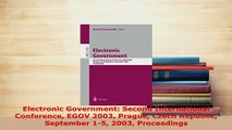 PDF  Electronic Government Second International Conference EGOV 2003 Prague Czech Republic  Read Online