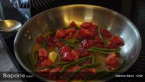 Saporie.com - spaghetti al torchio con verdure e fiore di sale gemma di mare