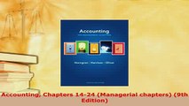Download  Accounting Chapters 1424 Managerial chapters 9th Edition PDF Book Free