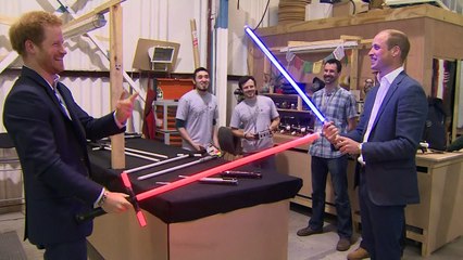 William and Harry in Royal lightsaber duel