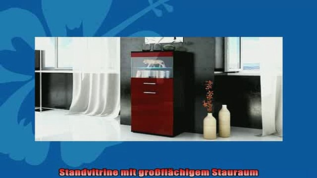 Beste Produkt Standvitrine Hochschrank Almada in Schwarz Bordeaux Hochglanz Vorbestellung