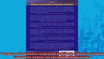 FREE PDF  Mergers  Acquisitions Integration Handbook  Website Helping Companies Realize The Full READ ONLINE