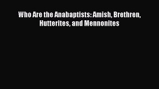 Ebook Who Are the Anabaptists: Amish Brethren Hutterites and Mennonites Read Online
