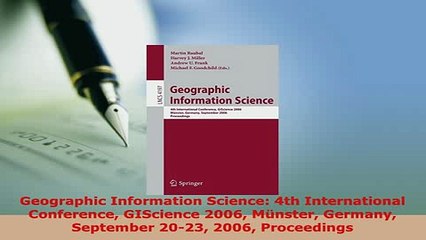 PDF  Geographic Information Science 4th International Conference GIScience 2006 Münster  EBook