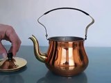 Dutch Bredemeijer Red and Yellow Copper Tea Pot Kettle Lid Antique Bakelite
