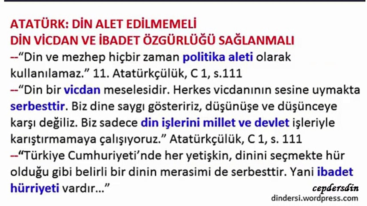 10.Sınıf 6.Ünite Atatürk ve Din - Sesli anlatım - dindersi wordpress