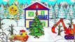 THE SNOWMAN Cartoon! Christmas Railway Train Locomotive & Construction Machines!