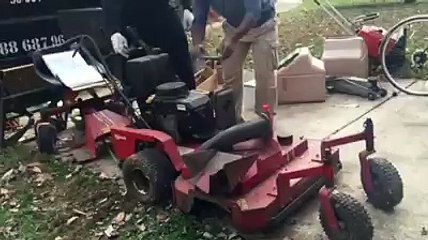 Ex Mark commercial professional mower with attachment for sitting Devin Fletcher