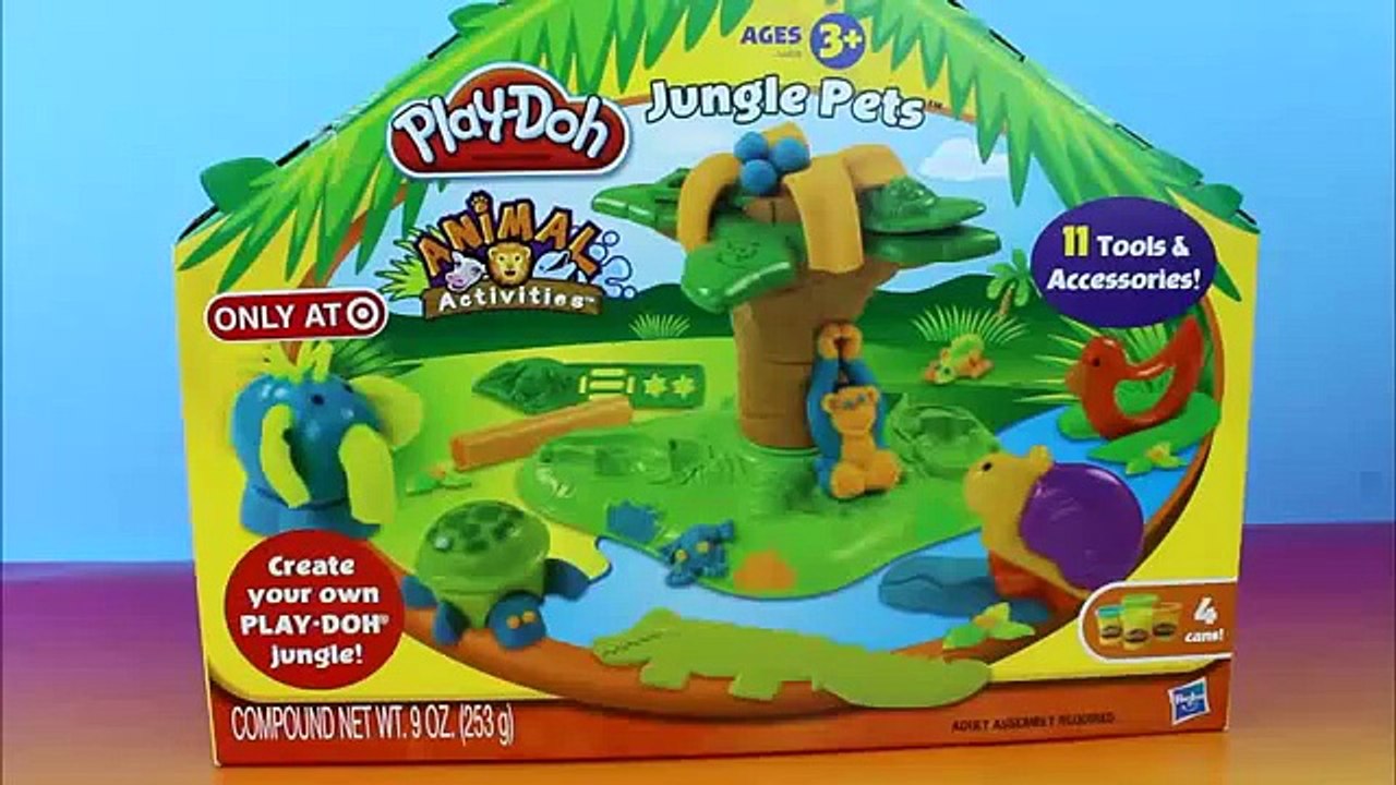 Curious George plays with Play-Doh Jungle Pets Animal Activities Set George makes elephant turtle