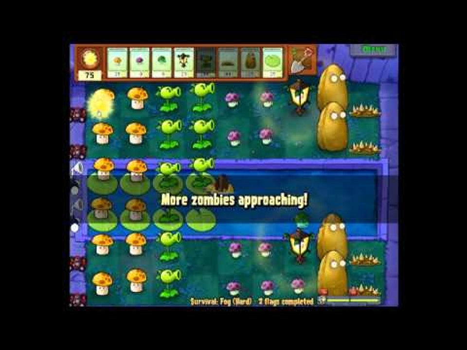 Plants vs zombies: Survival pool fog HARD(4 flags completed)