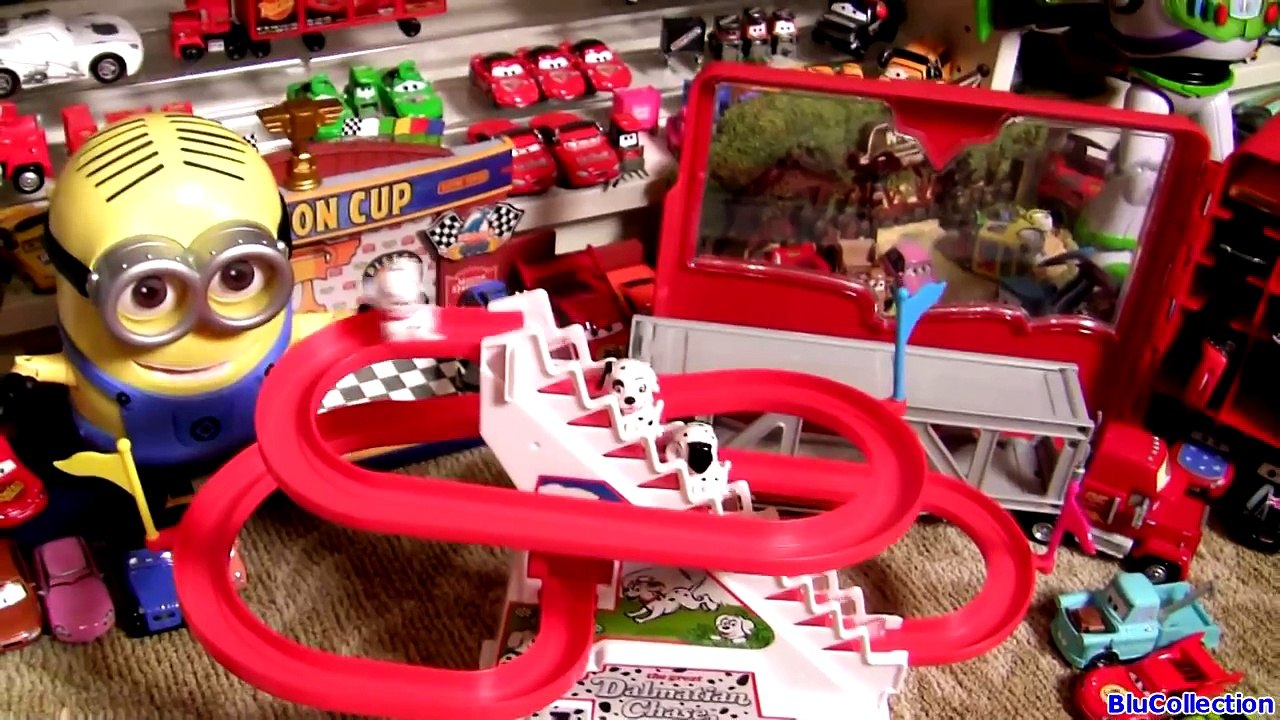 Cars Toons Tokyo Mater at the Great Dalmatian Chase Race Track | Escalator Dogs Racing by Blutoys