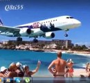 Amazing Air plane landing on beach