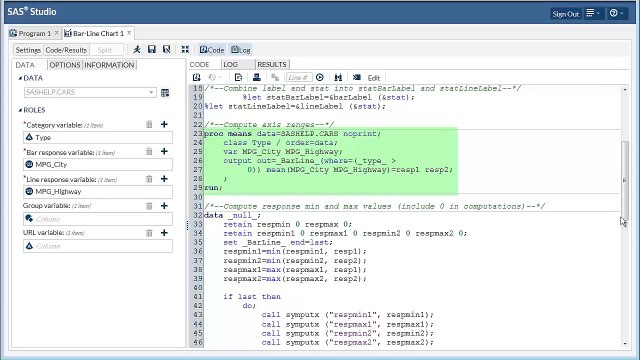 Creating a Bar-Line Chart Using SAS Studio