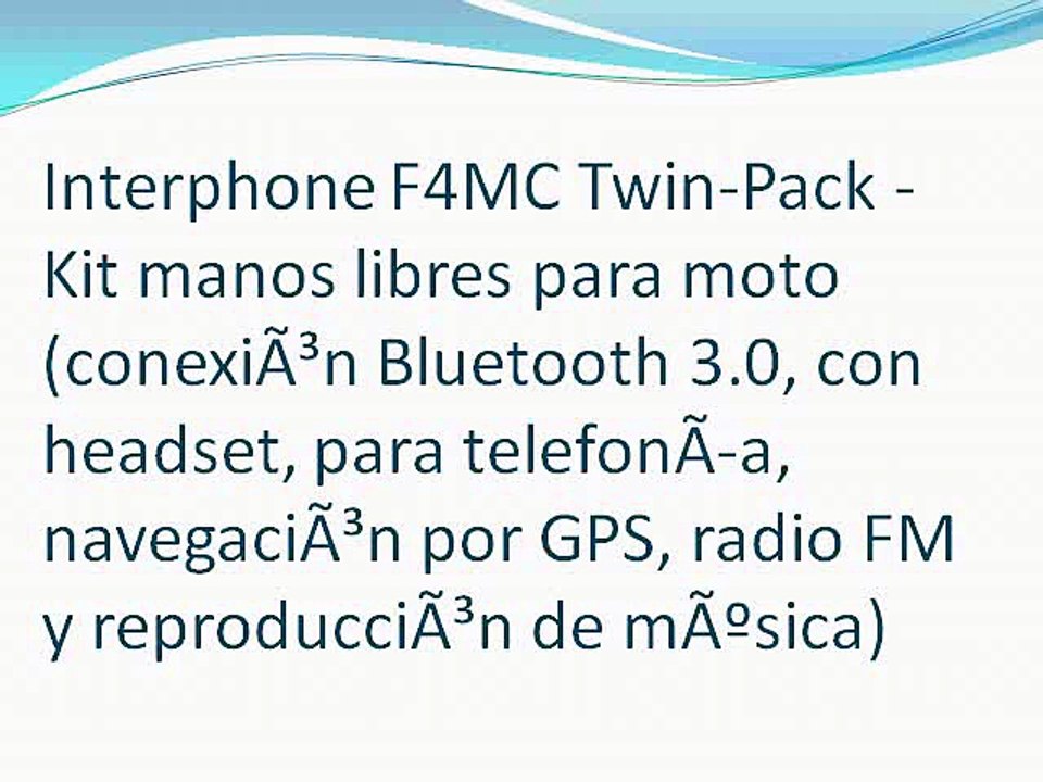 Interphone F4MC Twin-Pack - Kit manos libres para moto (conexiÃ³n Bluetooth 3.0, con headset, para telefonÃ­a, navegaciÃ