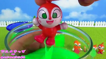 アンパンマン おもちゃ アニメ スライム の中に隠れてるのは誰？ animekids アニメきっず animation Anpanman Toy Slime