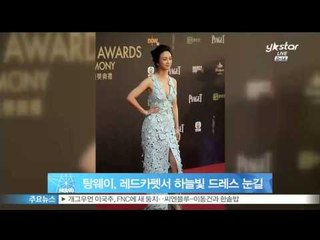 탕웨이, 레드카펫서 하늘빛 드레스로 시선 강탈