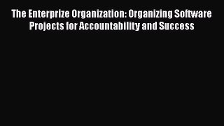 PDF The Enterprize Organization: Organizing Software Projects for Accountability and Success