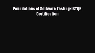 Read Foundations of Software Testing ISTQB Certification Ebook Free