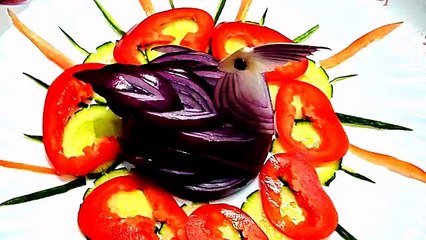 Птица из лука! Bird of onions! Украшения из овощей! Decoration of vegetables!