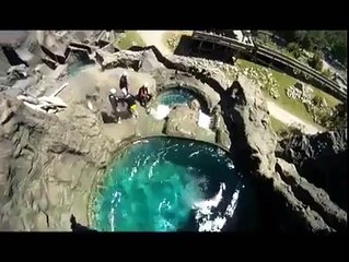 Amazing rock climbing waterfall park in France