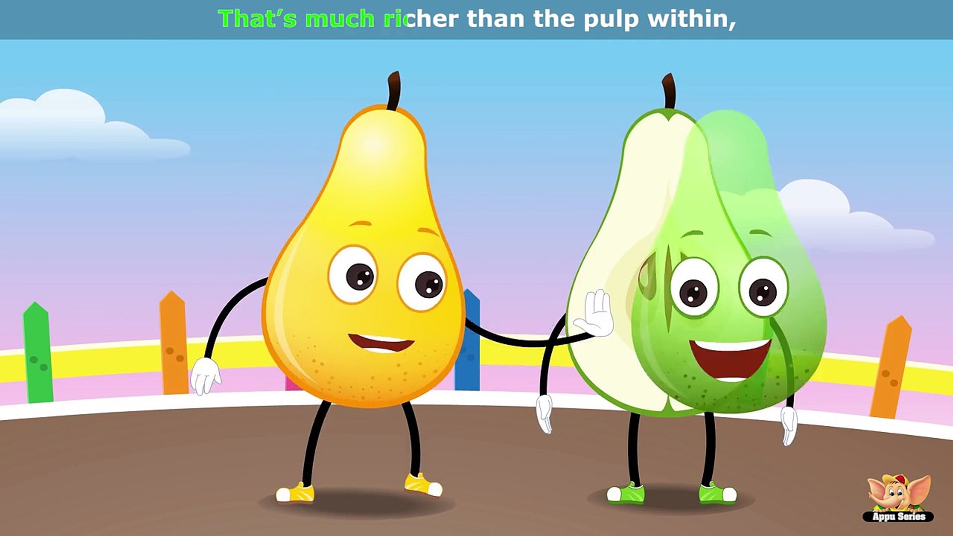 Pear Fruit Rhyme for Children, Pear Cartoon Fruits Song for Kids -  Dailymotion Video