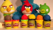 Play Doh 6 Surprise Eggs the Countn Crunch Cookie Monster eat Angry Bird Star War Telepods