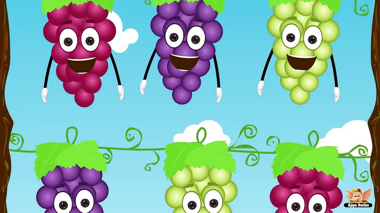 Grapes Fruit Rhyme for Children, Grapes Cartoon Fruits Song for Kids