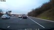 Honda Civic loses control while trying to weave through traffic
