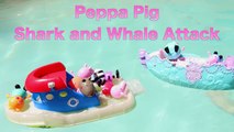 Peppa Pig SHARK ATTACK!!! Peppa Pig Family Boat Vacation Killer Whale and Sharks Pool Disn