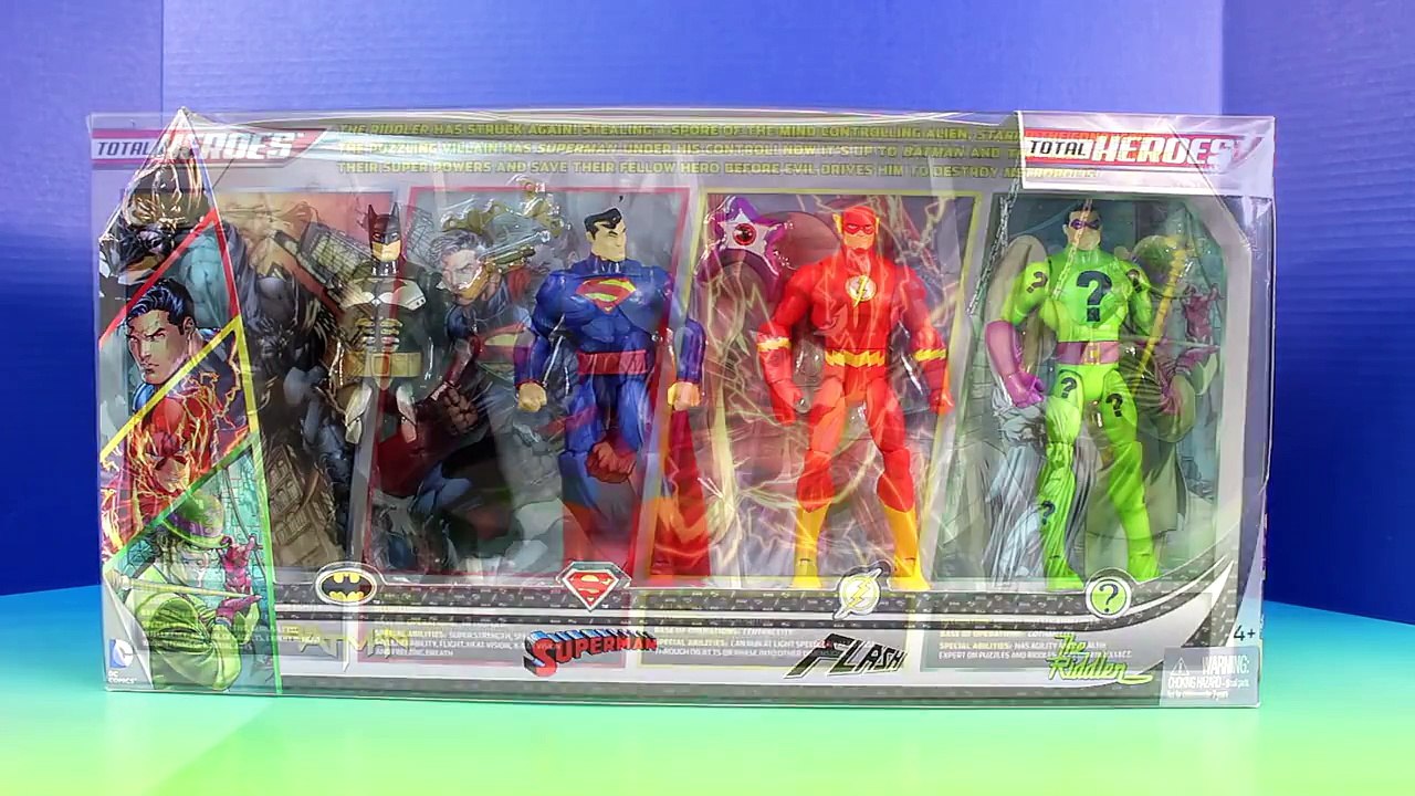 Total Heroes Batman Superman Flash & The Riddler Action Figures With Play-Doh Playdoh