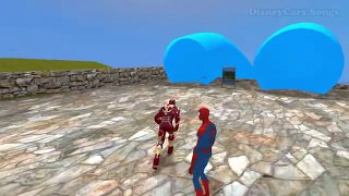 [SuperHeroes] Iron Man and Spiderman Water Slide + Disney Lightning McQueen Cars & Kids Songs