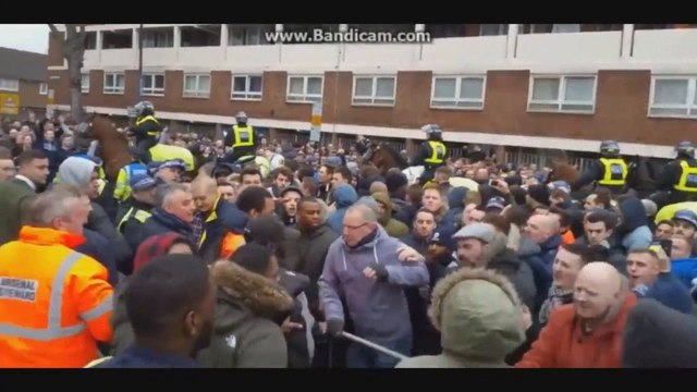 arsenal fans clash with spurs out side whl