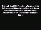 [PDF] Microsoft Excel 2013 Functions & Formulas Quick Reference Card (4-page Cheat Sheet focusing