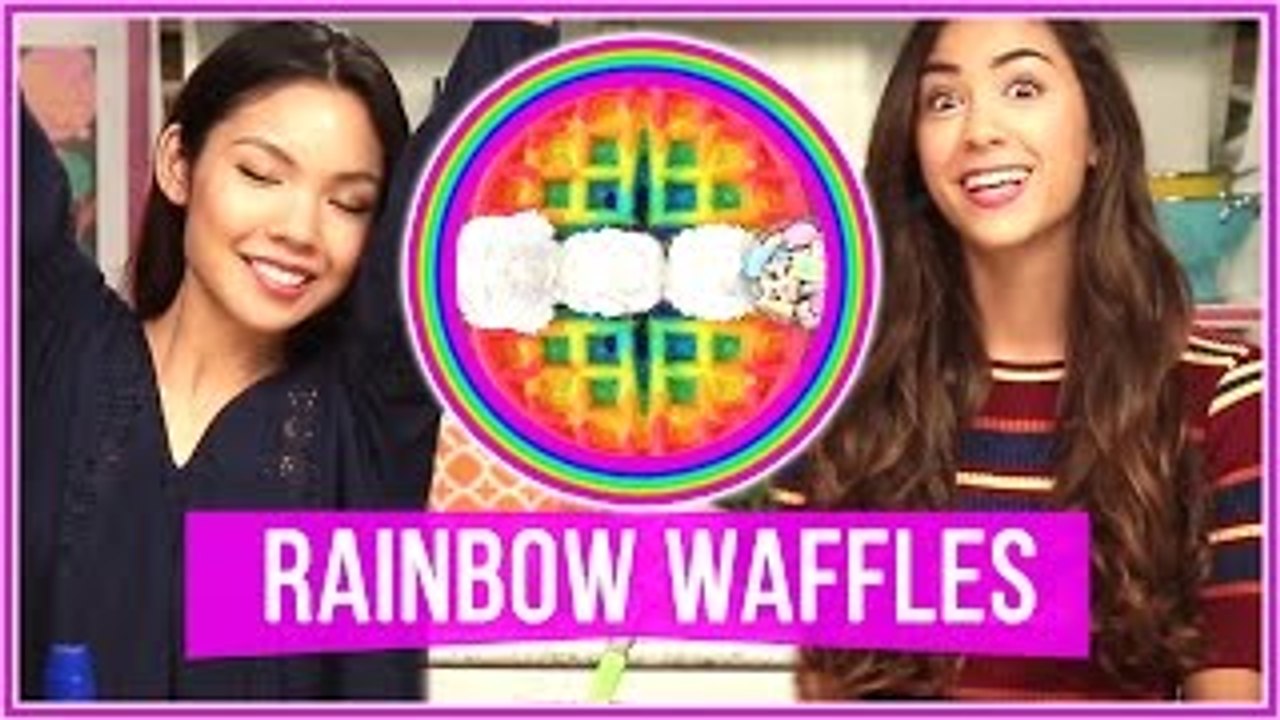 DIY Tumblr Inspired Rainbow Waffles! | Lets Get Snacking w/ MissTiffanyMa and ClayCupcakes4