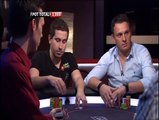 Phil Hellmuth is arguing with Antonio Esfandiari while playing Ace King