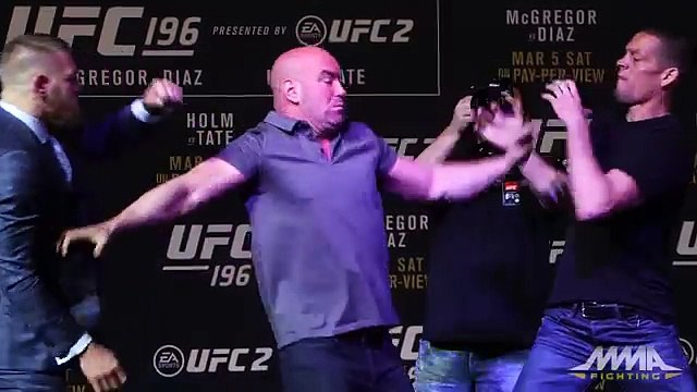 UFC 196 Conor McGregor, Nate Diaz Almost Scuffle After Staredown