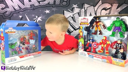 BIG and SMALL Heroes! Hulk, Iron Man + Thor. Captain America Too w/HobbyBear by HobbyKidsTV