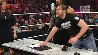 Dean Ambrose confronts Brock Lesnar during their WWE Fastlane contract signing  Raw, Feb