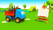 Kids 3D Childrens Construction Cartoons 14: Leo PAINTS a LOADER! (грузовичок Лева)