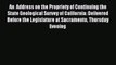 Read An  Address on the Propriety of Continuing the State Geological Survey of California: