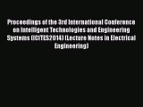 Read Proceedings of the 3rd International Conference on Intelligent Technologies and Engineering