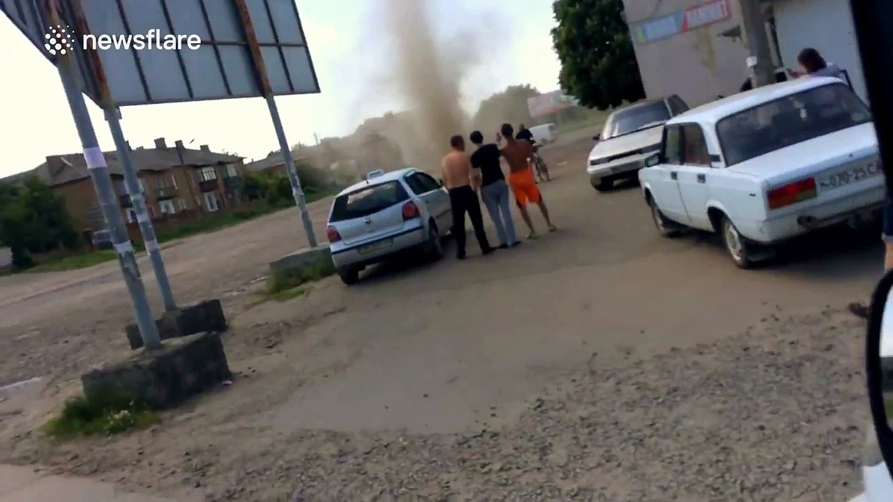 Huge dust devil in Ukraine